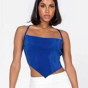 Princess Polly Julia Plisse Top Blue